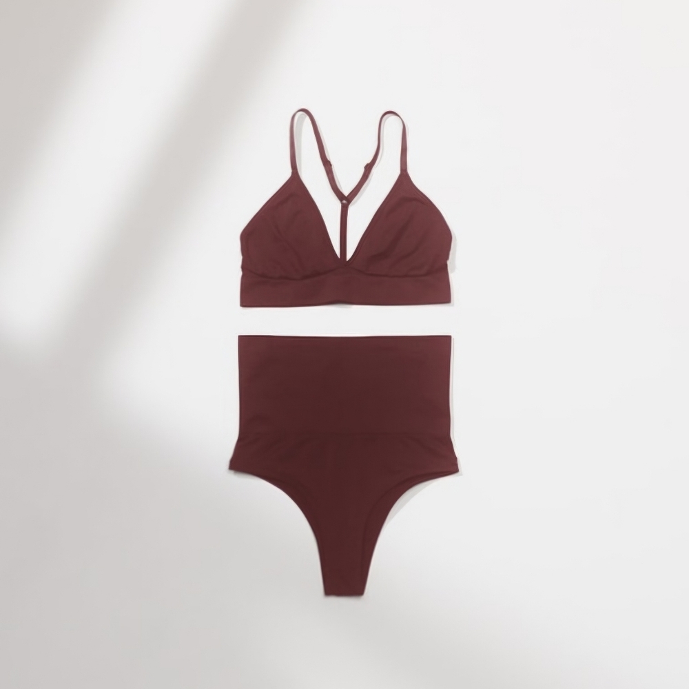 Zara Burgundy Underwear Set